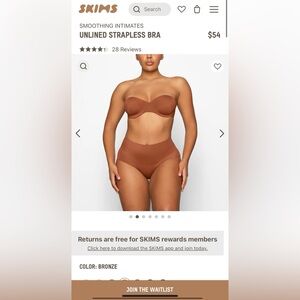 Skims Unlined Strapless Bra